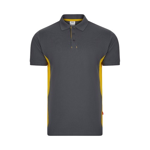 gris/amarillo VL SUPAY. Polo piqué bicolor (180g/m²), manga corta, en algodón (60%) y poliéster (40%)