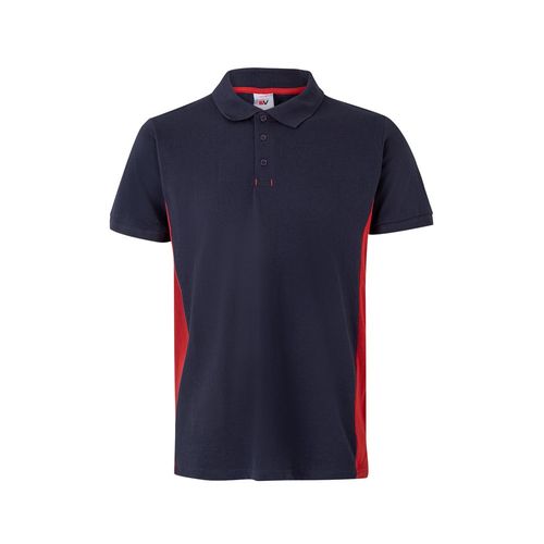 azul marino/rojo VL SUPAY. Polo piqué bicolor (180g/m²), manga corta, en algodón (60%) y poliéster (40%)