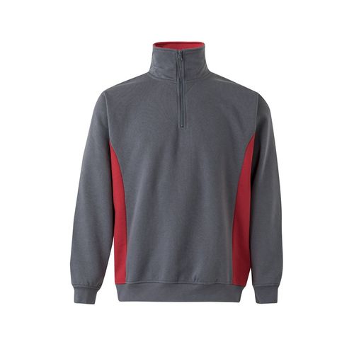 gris/rojo VL SVAROG. Sudadera de rizo bicolor (260g/m²), en poliéster (65%) y algodón (35%)