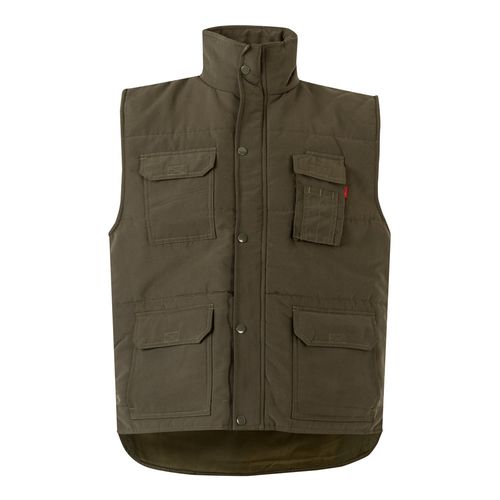 verde militar VL MEFITIS. Chaleco acolchado multibolsillos (220g/m²), en poliéster (100%)