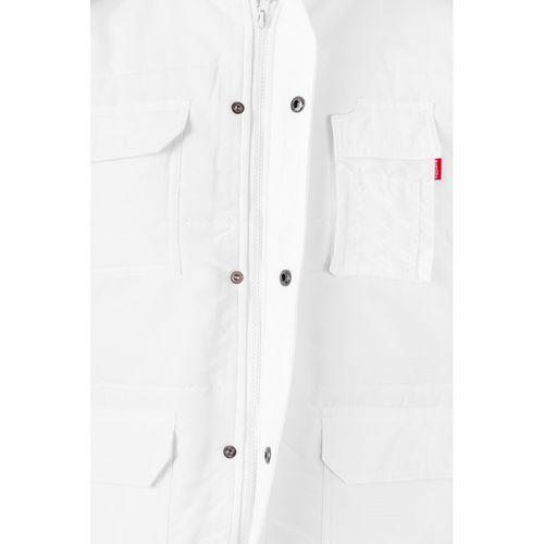 white VL MEFITIS. Chaleco acolchado multibolsillos (220g/m²), en poliéster (100%)