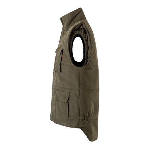 verde militar VL MEFITIS. Chaleco acolchado multibolsillos (220g/m²), en poliéster (100%)