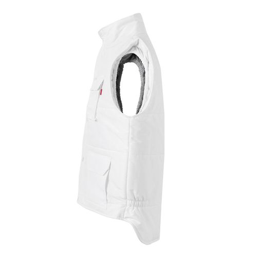 white VL MEFITIS. Chaleco acolchado multibolsillos (220g/m²), en poliéster (100%)