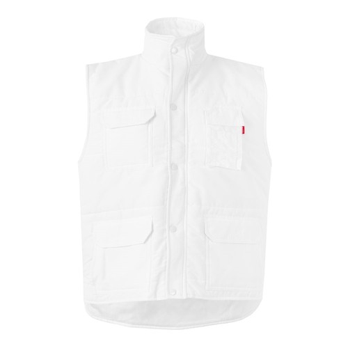 white VL MEFITIS. Chaleco acolchado multibolsillos (220g/m²), en poliéster (100%)