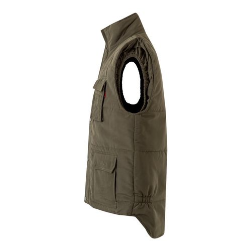 verde militar VL MEFITIS. Chaleco acolchado multibolsillos (220g/m²), en poliéster (100%)