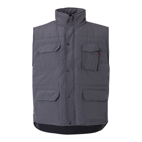gray VL MEFITIS. Chaleco acolchado multibolsillos (220g/m²), en poliéster (100%)