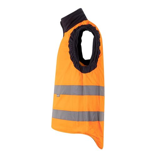orange VL DIANA. Chaleco acolchado (220g/m²), reversible y multibolsillos, en poliéster (100%), con cierre de cremallera y tirador reversible