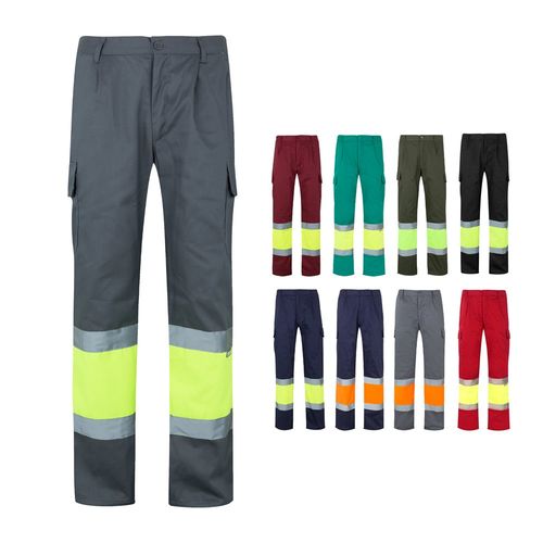 VL ATHENA. PANTALÓN DE SARGA BICOLOR (210 G/M²), FORRADO, MULTIBOLSILLOS, EN ALGODÓN (20 %) Y POLIÉSTER (80 %)