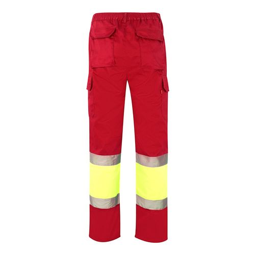 rojo/amarillo VL ATHENA. Pantalón de sarga bicolor (210 g/m²), forrado, multibolsillos, en algodón (20 %) y poliéster (80 %)