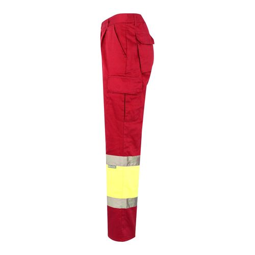 rojo/amarillo VL ATHENA. Pantalón de sarga bicolor (210 g/m²), forrado, multibolsillos, en algodón (20 %) y poliéster (80 %)