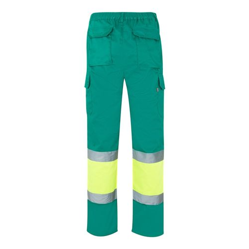 verde/amarillo VL ATHENA. Pantalón de sarga bicolor (210 g/m²), forrado, multibolsillos, en algodón (20 %) y poliéster (80 %)