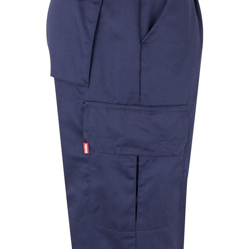 azul marino/naranja VL ATHENA. Pantalón de sarga bicolor (210 g/m²), forrado, multibolsillos, en algodón (20 %) y poliéster (80 %)