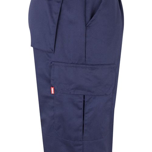azul marino/naranja VL ATHENA. Pantalón de sarga bicolor (210 g/m²), forrado, multibolsillos, en algodón (20 %) y poliéster (80 %)