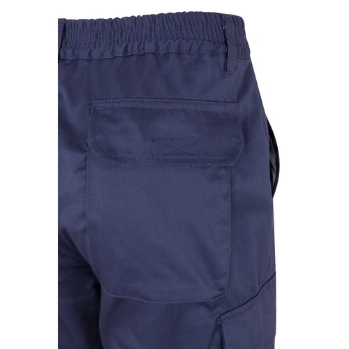azul marino/naranja VL ATHENA. Pantalón de sarga bicolor (210 g/m²), forrado, multibolsillos, en algodón (20 %) y poliéster (80 %)