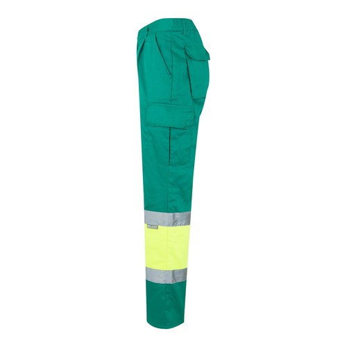 verde/amarillo VL ATHENA. Pantalón de sarga bicolor (210 g/m²), forrado, multibolsillos, en algodón (20 %) y poliéster (80 %)
