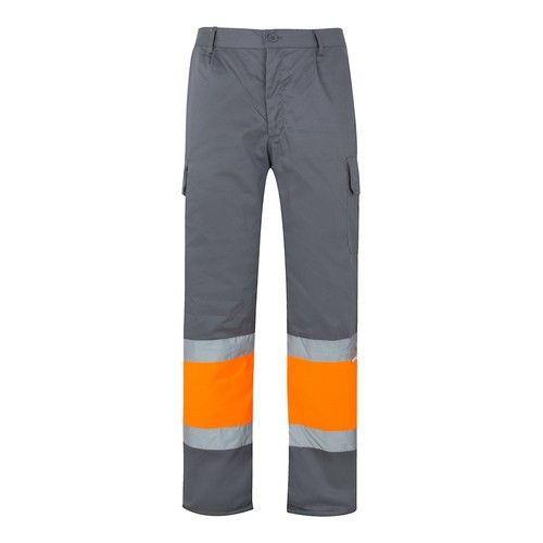 gris/naranja VL ATHENA. Pantalón de sarga bicolor (210 g/m²), forrado, multibolsillos, en algodón (20 %) y poliéster (80 %)