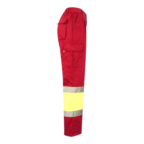 rojo/amarillo VL ATHENA. Pantalón de sarga bicolor (210 g/m²), forrado, multibolsillos, en algodón (20 %) y poliéster (80 %)