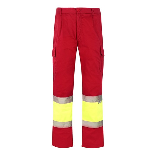 rojo/amarillo VL ATHENA. Pantalón de sarga bicolor (210 g/m²), forrado, multibolsillos, en algodón (20 %) y poliéster (80 %)