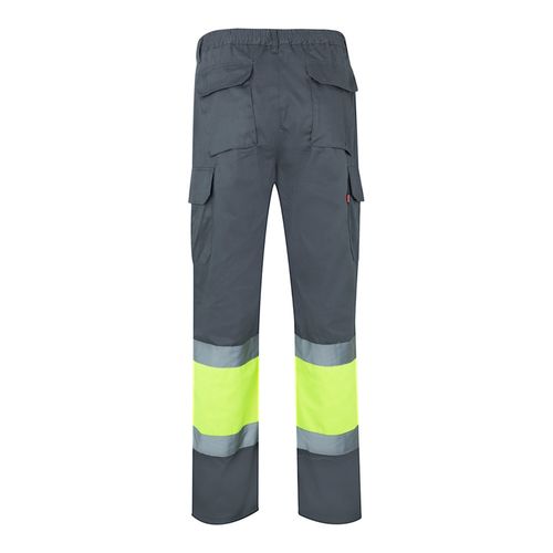 gris/amarillo VL ATHENA. Pantalón de sarga bicolor (210 g/m²), forrado, multibolsillos, en algodón (20 %) y poliéster (80 %)