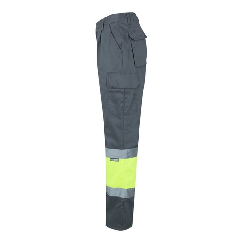 gris/amarillo VL ATHENA. Pantalón de sarga bicolor (210 g/m²), forrado, multibolsillos, en algodón (20 %) y poliéster (80 %)