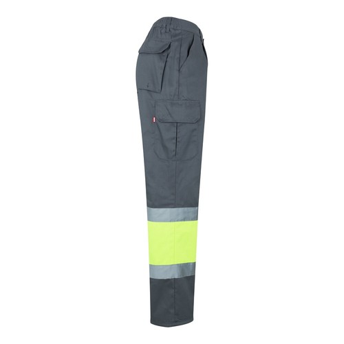 gris/amarillo VL ATHENA. Pantalón de sarga bicolor (210 g/m²), forrado, multibolsillos, en algodón (20 %) y poliéster (80 %)