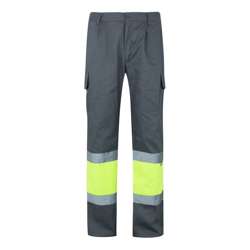 gris/amarillo VL ATHENA. Pantalón de sarga bicolor (210 g/m²), forrado, multibolsillos, en algodón (20 %) y poliéster (80 %)