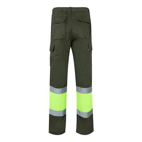 kaki/amarillo VL ATHENA. Pantalón de sarga bicolor (210 g/m²), forrado, multibolsillos, en algodón (20 %) y poliéster (80 %)