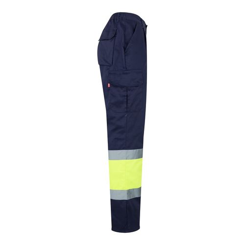 azul marino/amarillo VL ATHENA. Pantalón de sarga bicolor (210 g/m²), forrado, multibolsillos, en algodón (20 %) y poliéster (80 %)