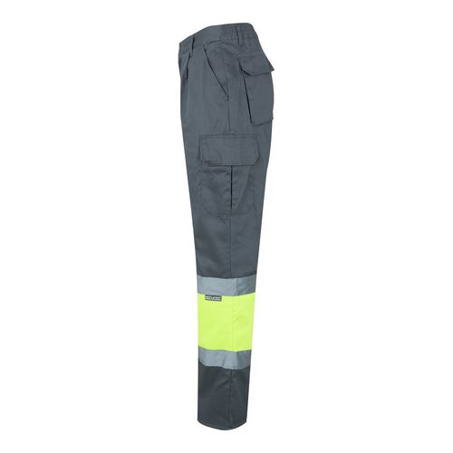 gris/amarillo VL ATHENA. Pantalón de sarga bicolor (210 g/m²), forrado, multibolsillos, en algodón (20 %) y poliéster (80 %)
