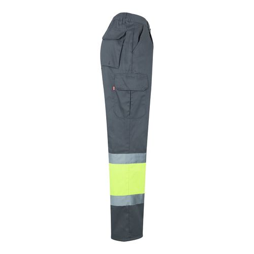 gris/amarillo VL ATHENA. Pantalón de sarga bicolor (210 g/m²), forrado, multibolsillos, en algodón (20 %) y poliéster (80 %)