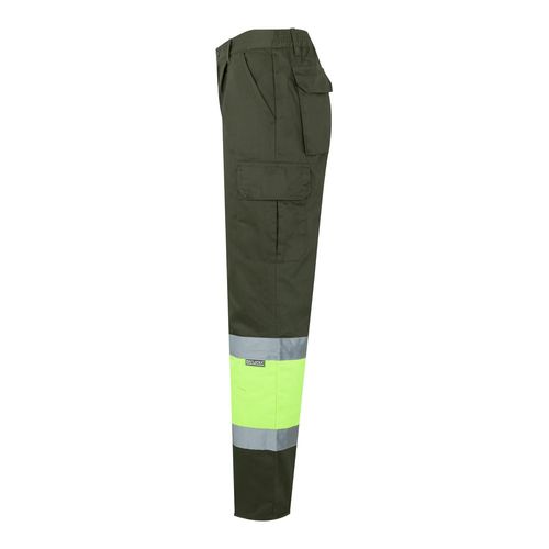 kaki/amarillo VL ATHENA. Pantalón de sarga bicolor (210 g/m²), forrado, multibolsillos, en algodón (20 %) y poliéster (80 %)