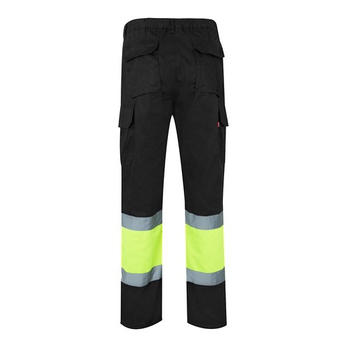 negro/amarillo VL ATHENA. Pantalón de sarga bicolor (210 g/m²), forrado, multibolsillos, en algodón (20 %) y poliéster (80 %)