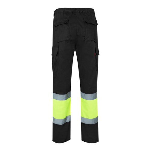 negro/amarillo VL ATHENA. Pantalón de sarga bicolor (210 g/m²), forrado, multibolsillos, en algodón (20 %) y poliéster (80 %)