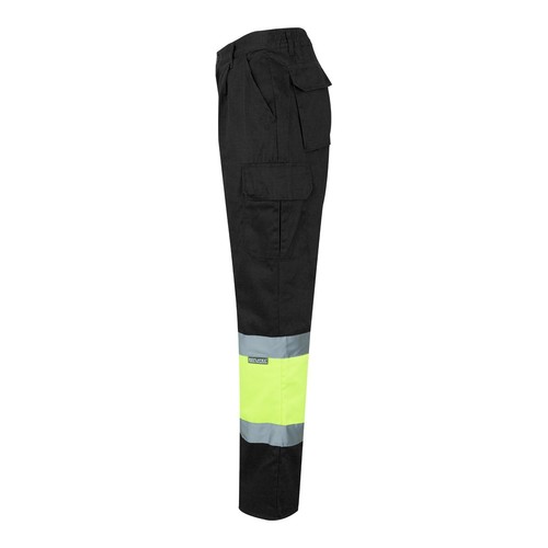 negro/amarillo VL ATHENA. Pantalón de sarga bicolor (210 g/m²), forrado, multibolsillos, en algodón (20 %) y poliéster (80 %)