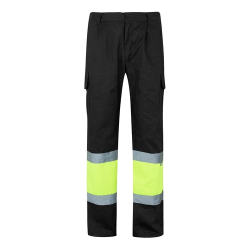 negro/amarillo VL ATHENA. Pantalón de sarga bicolor (210 g/m²), forrado, multibolsillos, en algodón (20 %) y poliéster (80 %)
