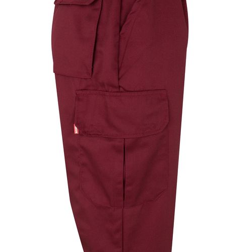 burdeos/amarillo VL ATHENA. Pantalón de sarga bicolor (210 g/m²), forrado, multibolsillos, en algodón (20 %) y poliéster (80 %)