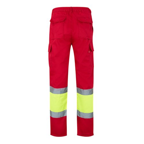 rojo/amarillo VL POSEIDON. Pantalón de sarga multibolsillos bicolor (210 g/m²), en algodón (20 %) y poliéster (80 %)