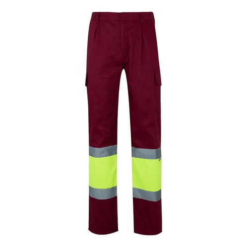 burdeos/amarillo VL POSEIDON. Pantalón de sarga multibolsillos bicolor (210 g/m²), en algodón (20 %) y poliéster (80 %)