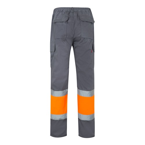 gris/naranja VL POSEIDON. Pantalón de sarga multibolsillos bicolor (210 g/m²), en algodón (20 %) y poliéster (80 %)