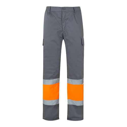 gris/naranja VL POSEIDON. Pantalón de sarga multibolsillos bicolor (210 g/m²), en algodón (20 %) y poliéster (80 %)