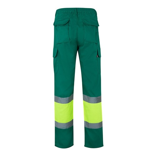 verde/amarillo VL POSEIDON. Pantalón de sarga multibolsillos bicolor (210 g/m²), en algodón (20 %) y poliéster (80 %)