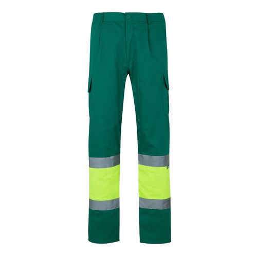 verde/amarillo VL POSEIDON. Pantalón de sarga multibolsillos bicolor (210 g/m²), en algodón (20 %) y poliéster (80 %)