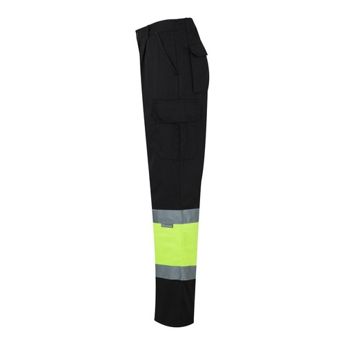 negro/amarillo VL POSEIDON LARGE. Pantalón de sarga multibolsillos bicolor (210 g/m²), en algodón (20 %) y poliéster (80 %)