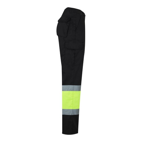 negro/amarillo VL POSEIDON LARGE. Pantalón de sarga multibolsillos bicolor (210 g/m²), en algodón (20 %) y poliéster (80 %)