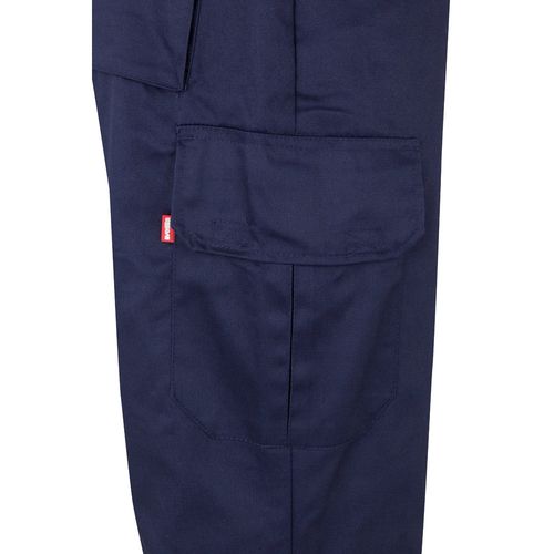 azul marino/amarillo VL POSEIDON LARGE. Pantalón de sarga multibolsillos bicolor (210 g/m²), en algodón (20 %) y poliéster (80 %)