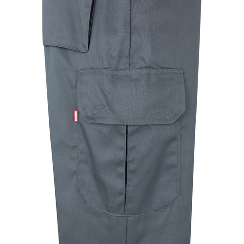 gris/amarillo VL POSEIDON LARGE. Pantalón de sarga multibolsillos bicolor (210 g/m²), en algodón (20 %) y poliéster (80 %)