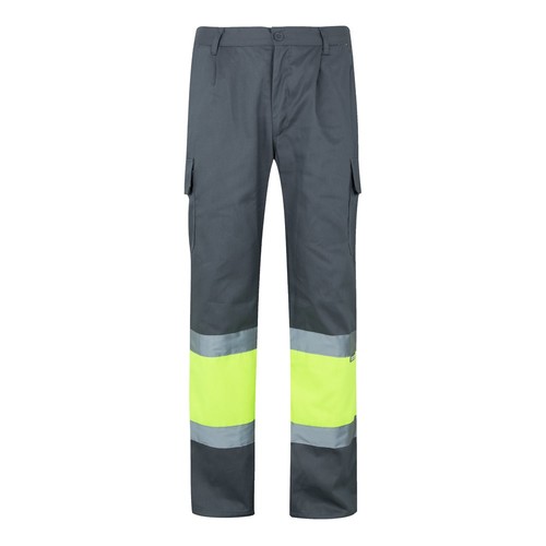 gris/amarillo VL POSEIDON LARGE. Pantalón de sarga multibolsillos bicolor (210 g/m²), en algodón (20 %) y poliéster (80 %)