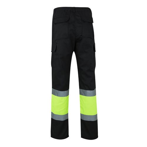 negro/amarillo VL POSEIDON LARGE. Pantalón de sarga multibolsillos bicolor (210 g/m²), en algodón (20 %) y poliéster (80 %)