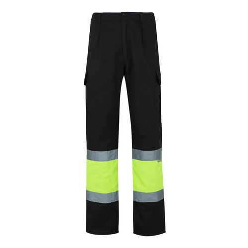 negro/amarillo VL POSEIDON LARGE. Pantalón de sarga multibolsillos bicolor (210 g/m²), en algodón (20 %) y poliéster (80 %)