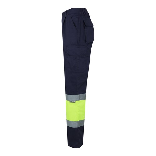 azul marino/amarillo VL POSEIDON LARGE. Pantalón de sarga multibolsillos bicolor (210 g/m²), en algodón (20 %) y poliéster (80 %)